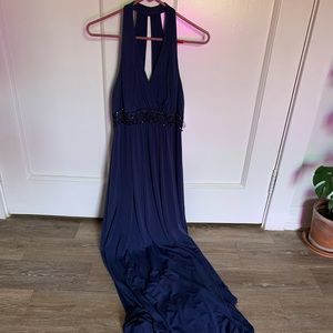 NWT David’s Bridal Navy Halter Prom Dress - Size 6